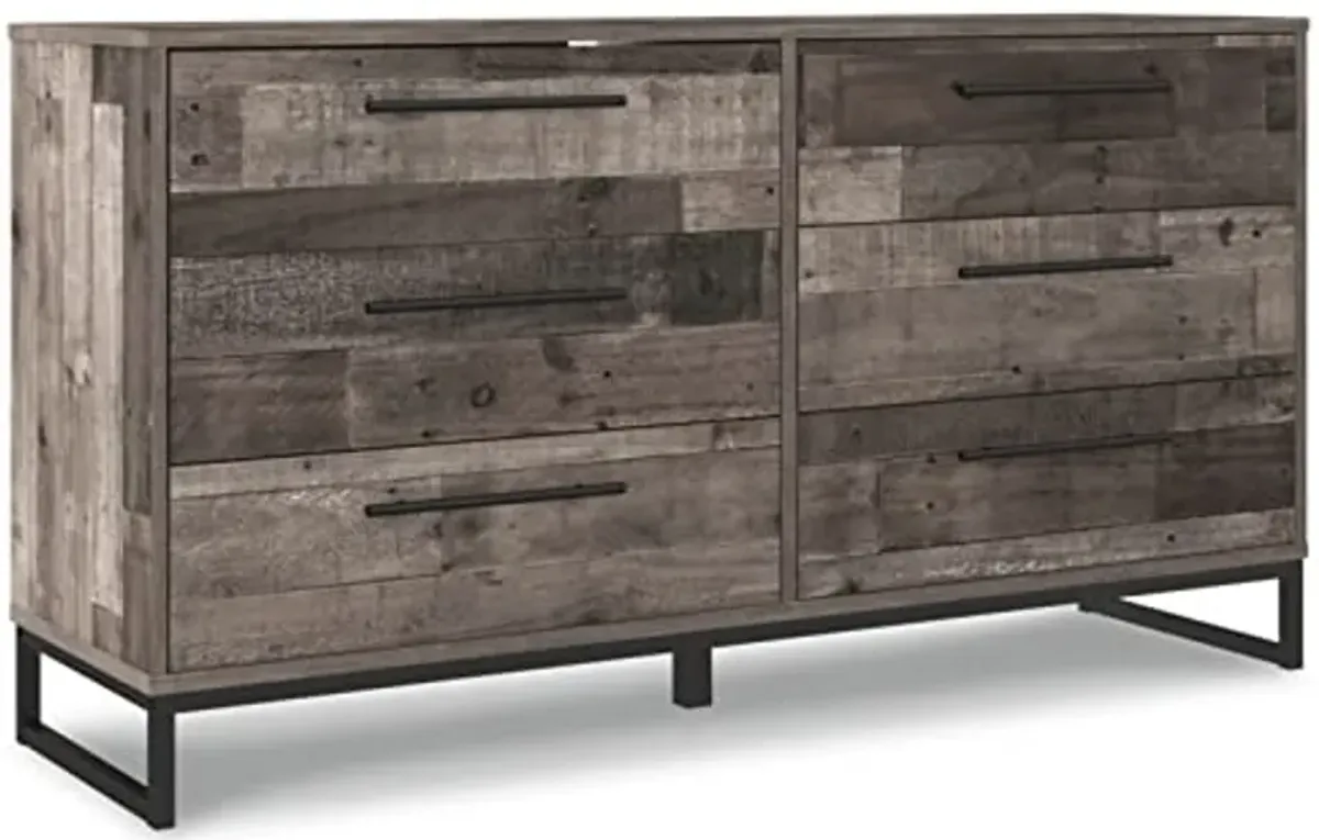 Signature Design by Ashley Neilsville 6 Drawer Dresser and 1 Drawer Nightstand, Dark Brown and Gray