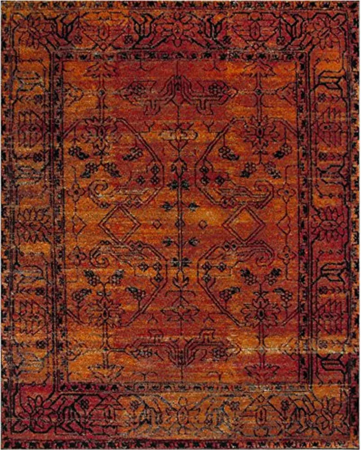 Safavieh 8'x10' Vintage Hamadan Orange Persian Rug & 8'x10' Non Slip Rug Pad, Oriental Traditional Design