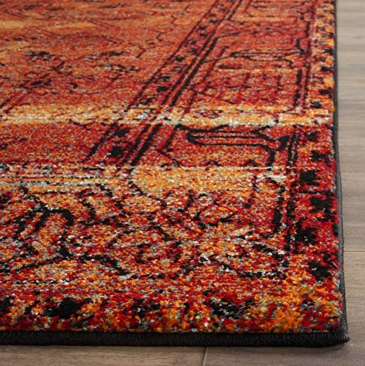 Safavieh 8'x10' Vintage Hamadan Orange Persian Rug & 8'x10' Non Slip Rug Pad, Oriental Traditional Design