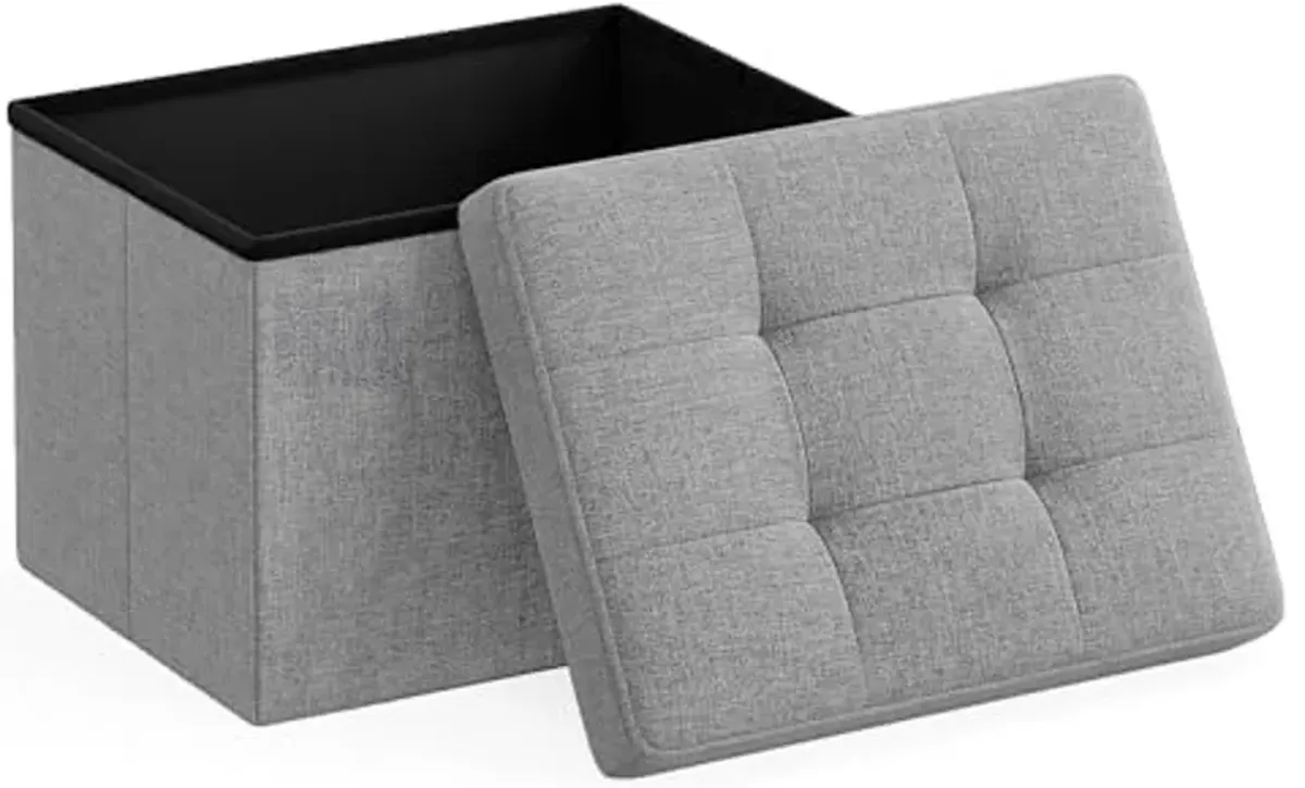 SONGMICS Storage Ottomans, Foldable Storage Bench and Foot Rest Stool, 15 x 43 x 15 Inches and 12.2 x 16.1 x 12.2 Inches, 660 lb and 286 lb Load Capacity