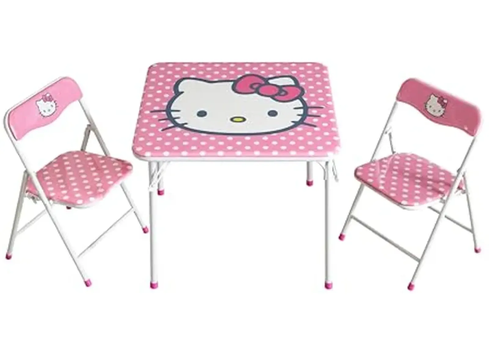 Idea Nuova Sanrio Hello Kitty 3 Piece Children's Activity Square Table and 2 Folding Chairs Set, Ages 3+