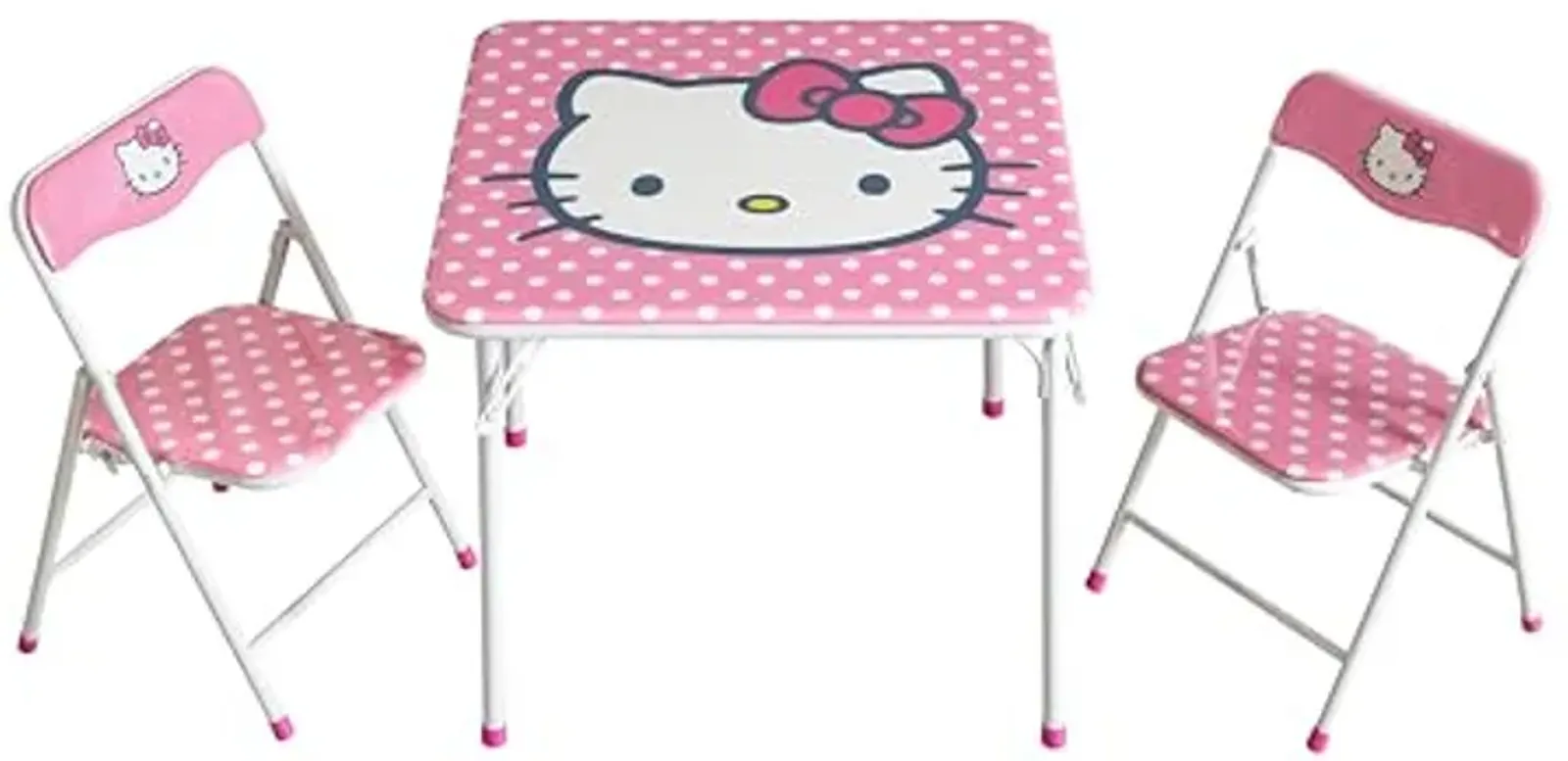 Idea Nuova Sanrio Hello Kitty 3 Piece Children's Activity Square Table and 2 Folding Chairs Set, Ages 3+