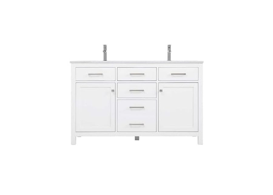 Elegant Lighting 54 Inch Double Bathroom Vanity in White