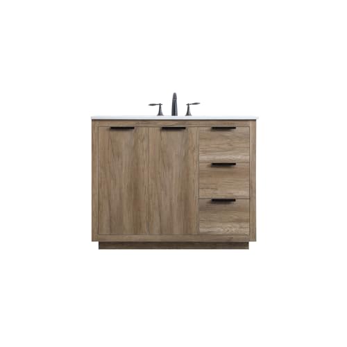 Elegant Lighting 42 Inch Single Bathroom Vanity in Natural Oak