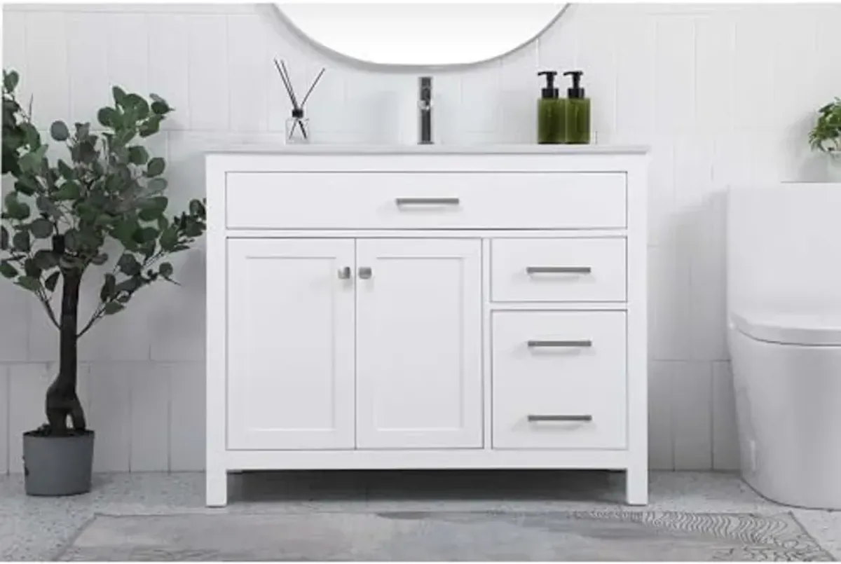 Elegant Lighting 42 Inch Single Bathroom Vanity in White