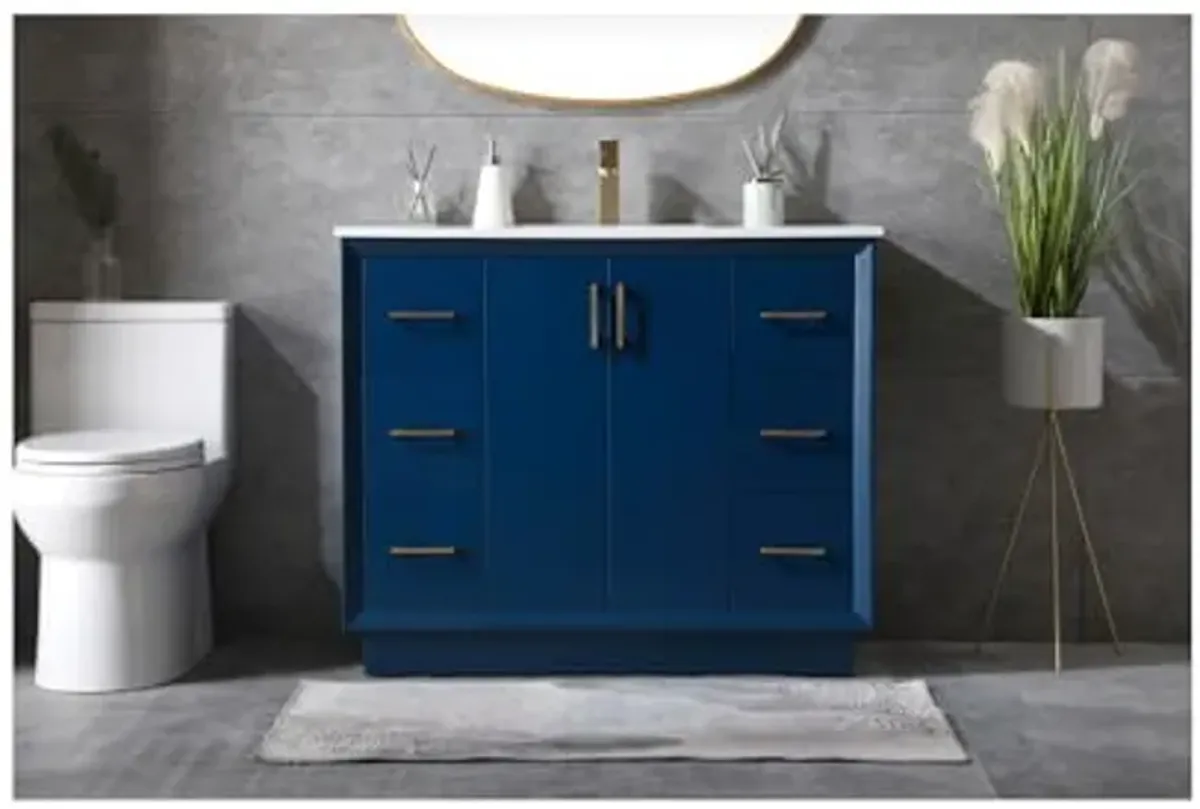 Elegant Lighting 42 Inch Single Bathroom Vanity in Blue