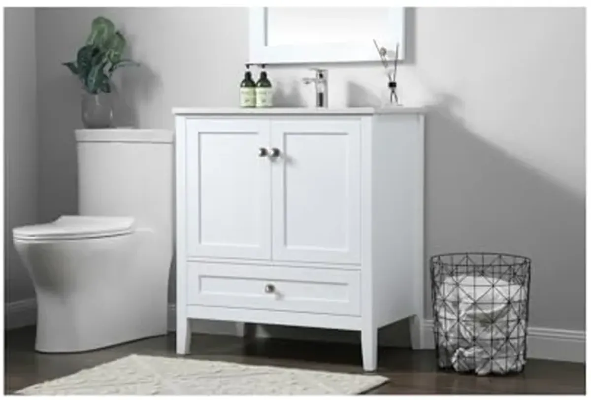 Elegant Lighting 30 Inch Single Bathroom Vanity in White