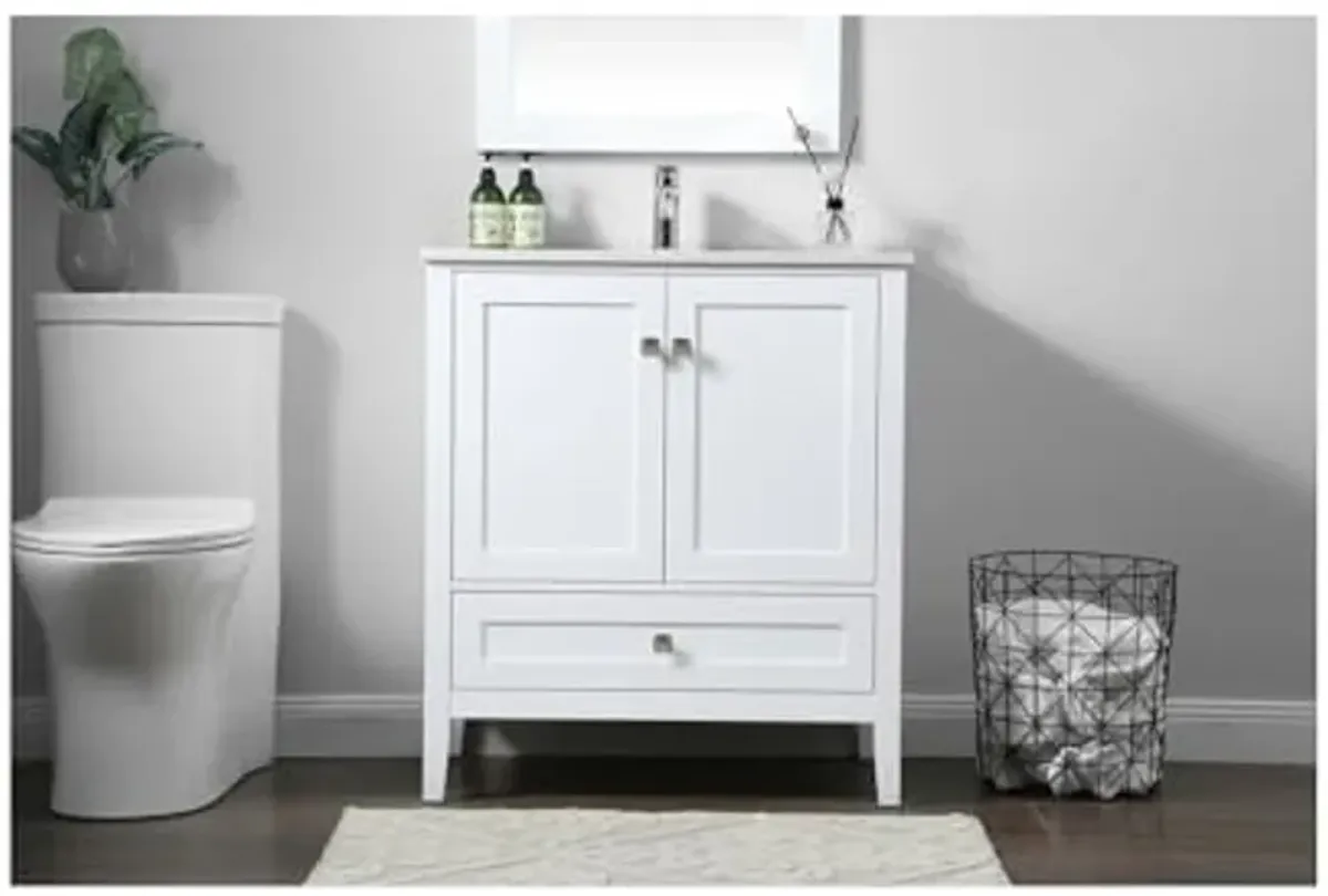 Elegant Lighting 30 Inch Single Bathroom Vanity in White