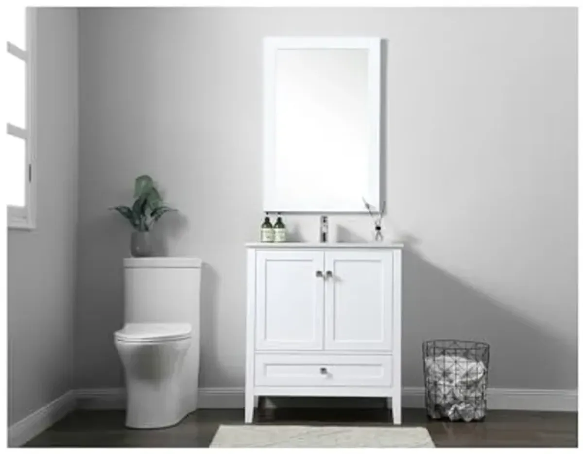 Elegant Lighting 30 Inch Single Bathroom Vanity in White