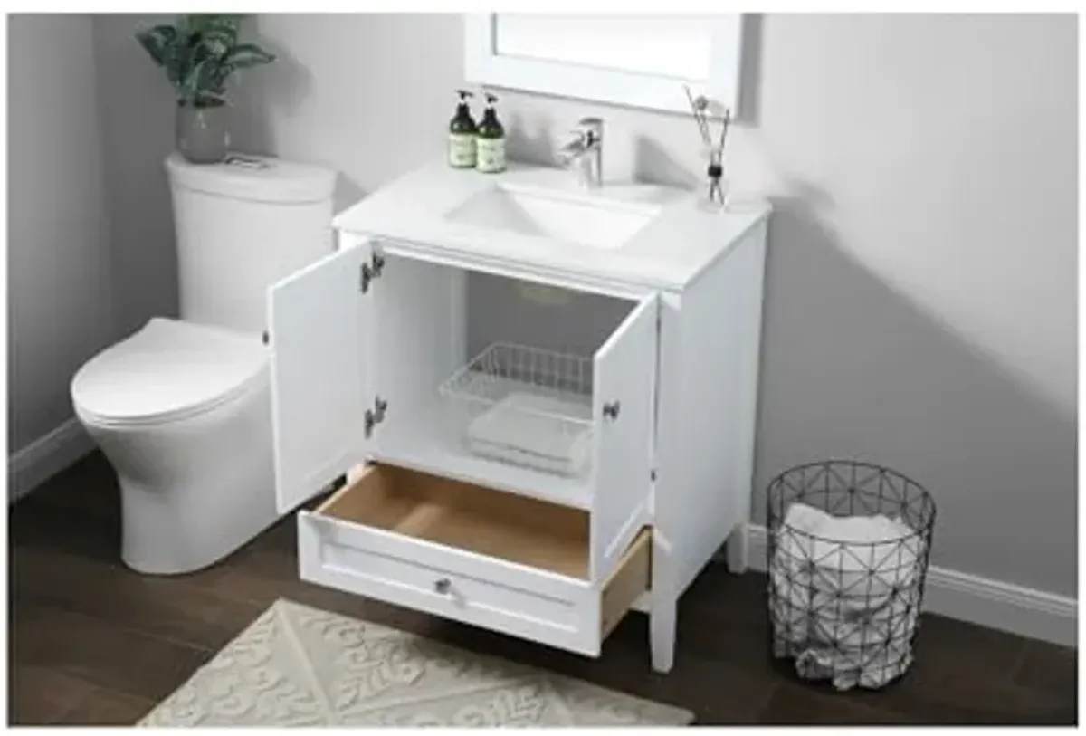 Elegant Lighting 30 Inch Single Bathroom Vanity in White