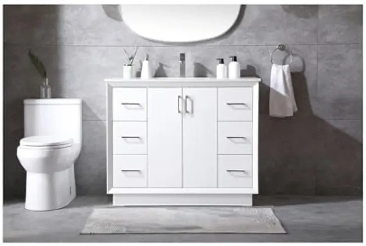 Elegant Lighting 42 Inch Single Bathroom Vanity in White