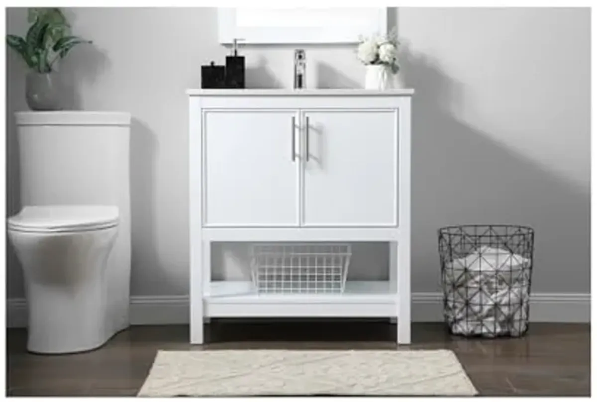 Elegant Lighting 30 Inch Single Bathroom Vanity in White