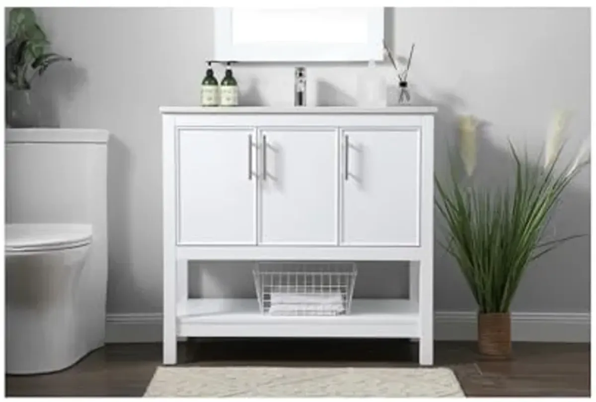 Elegant Lighting 36 Inch Single Bathroom Vanity in White