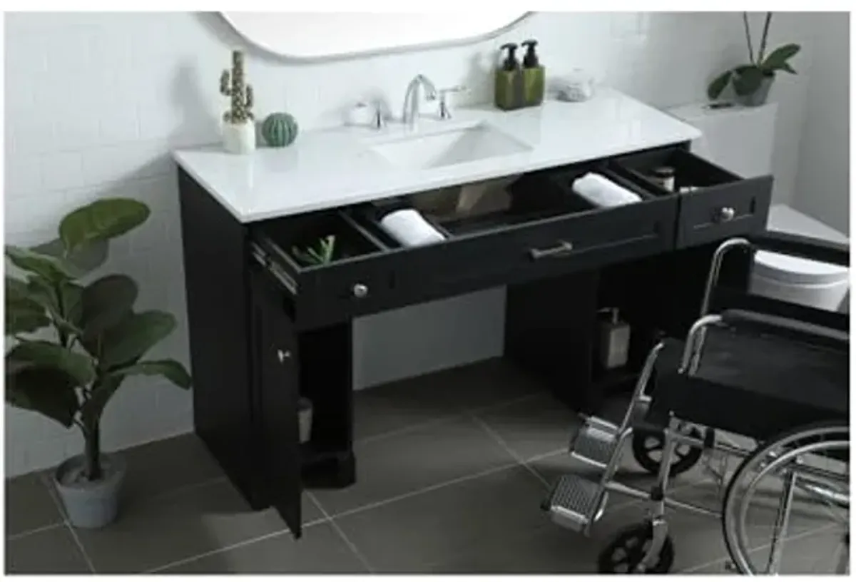 Elegant Lighting 54 Inch Ada Compliant Bathroom Vanity in Black