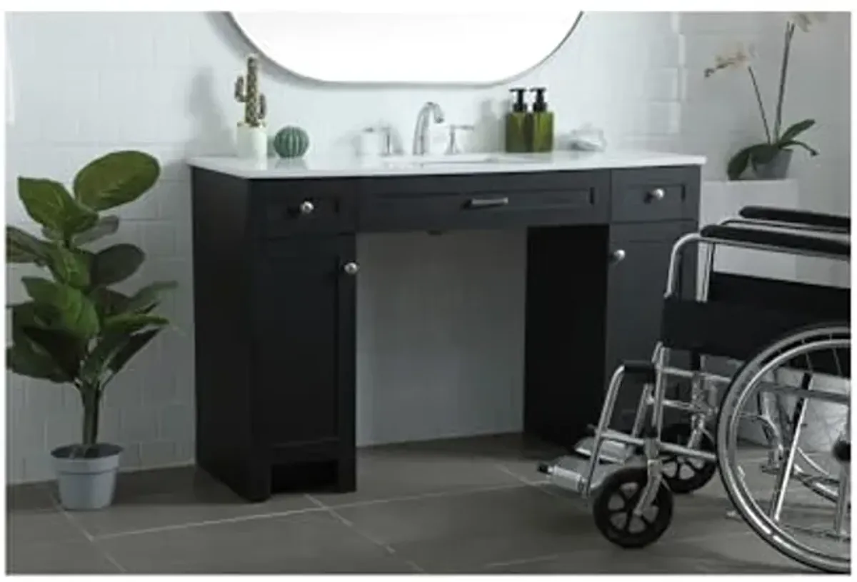 Elegant Lighting 54 Inch Ada Compliant Bathroom Vanity in Black