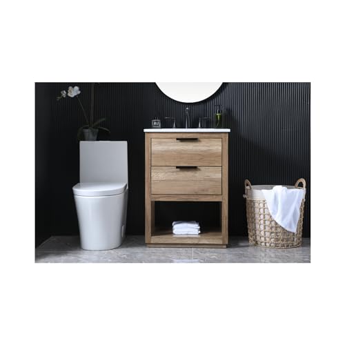 Elegant Lighting 24 Inch Single Bathroom Vanity in Natural Oak