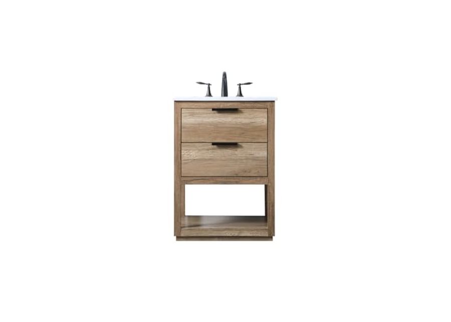 Elegant Lighting 24 Inch Single Bathroom Vanity in Natural Oak