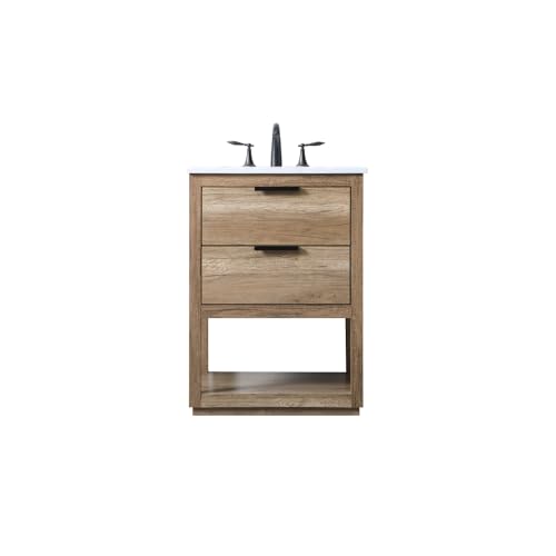 Elegant Lighting 24 Inch Single Bathroom Vanity in Natural Oak