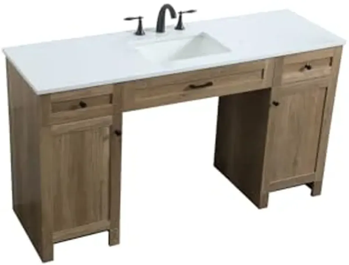 Elegant Lighting 60 Inch Ada Compliant Bathroom Vanity in Natural Oak