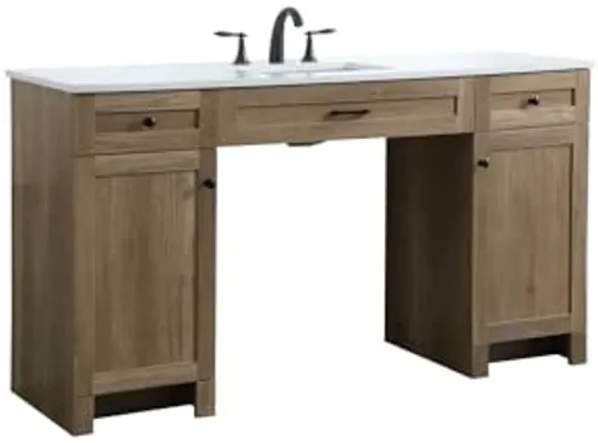 Elegant Lighting 60 Inch Ada Compliant Bathroom Vanity in Natural Oak