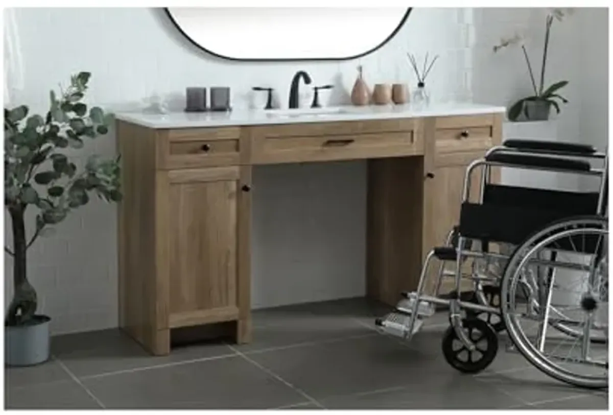 Elegant Lighting 60 Inch Ada Compliant Bathroom Vanity in Natural Oak