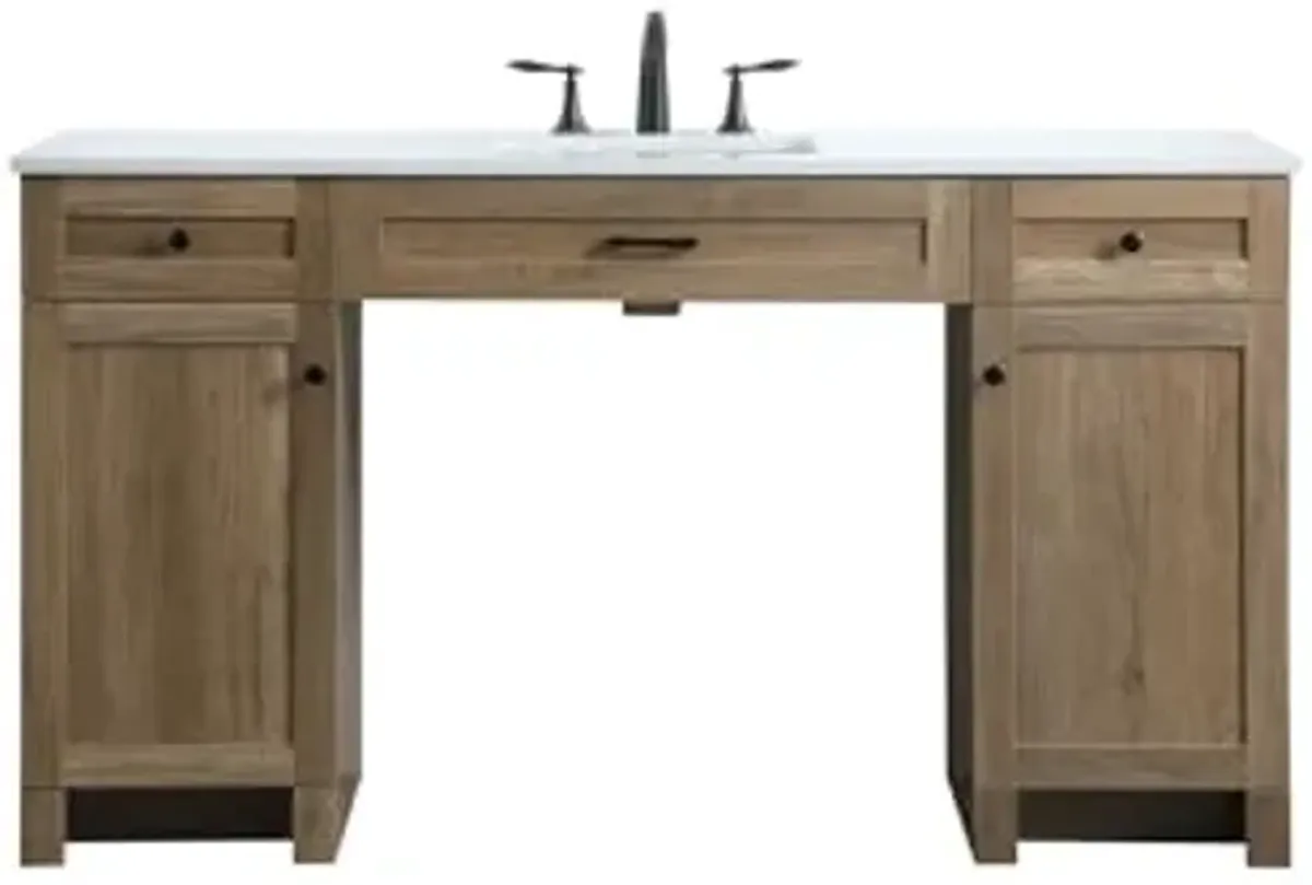 Elegant Lighting 60 Inch Ada Compliant Bathroom Vanity in Natural Oak