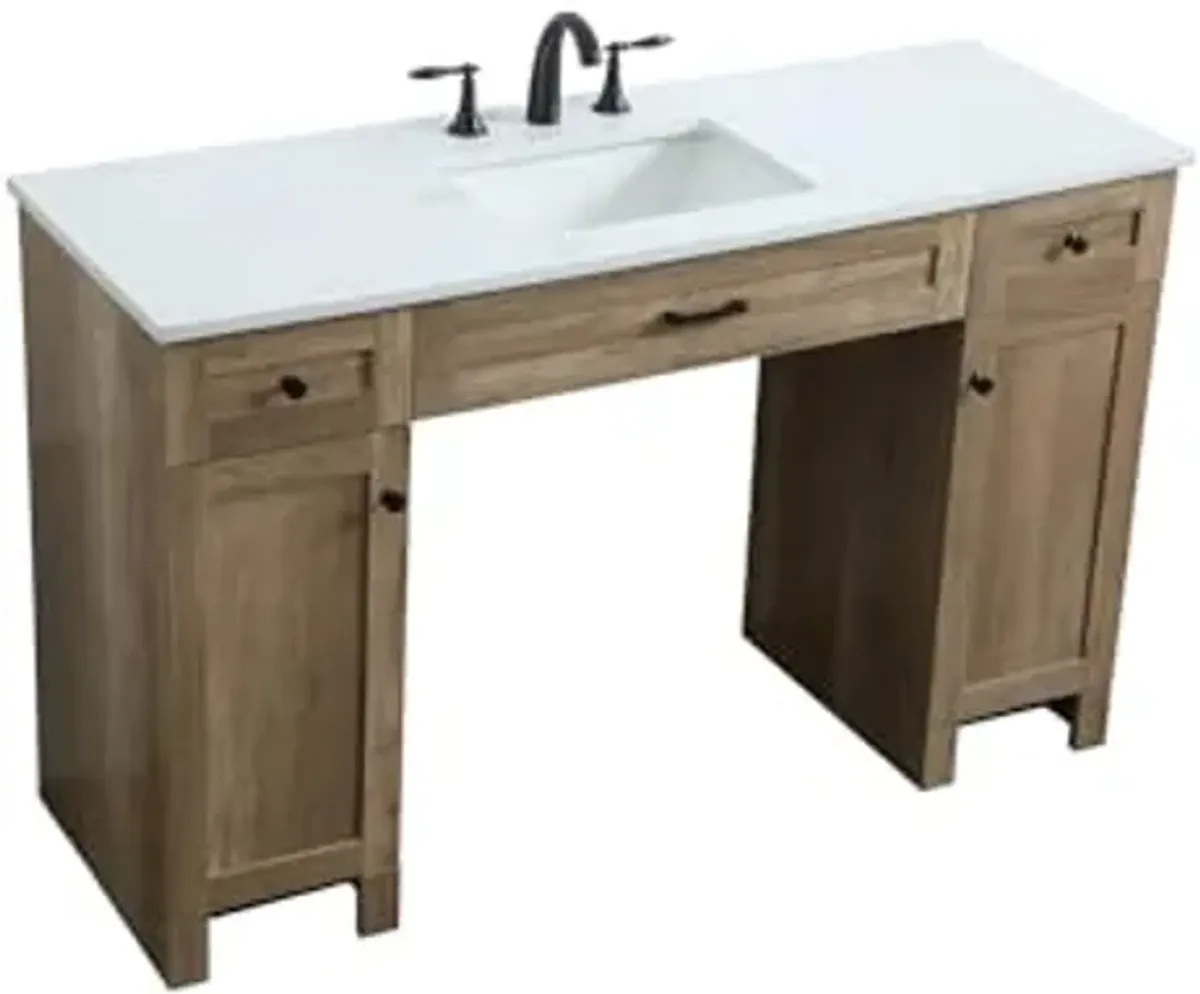 Elegant Lighting 54 Inch Ada Compliant Bathroom Vanity in Natural Oak