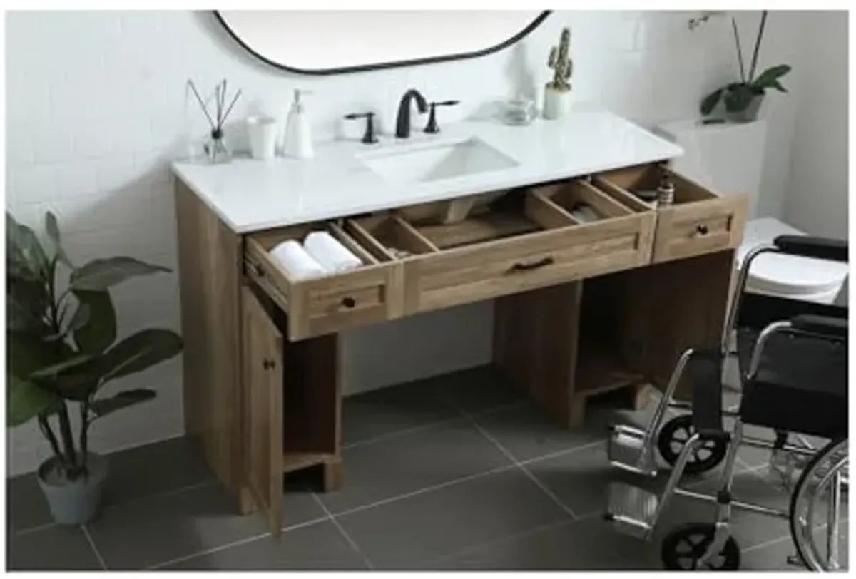 Elegant Lighting 54 Inch Ada Compliant Bathroom Vanity in Natural Oak