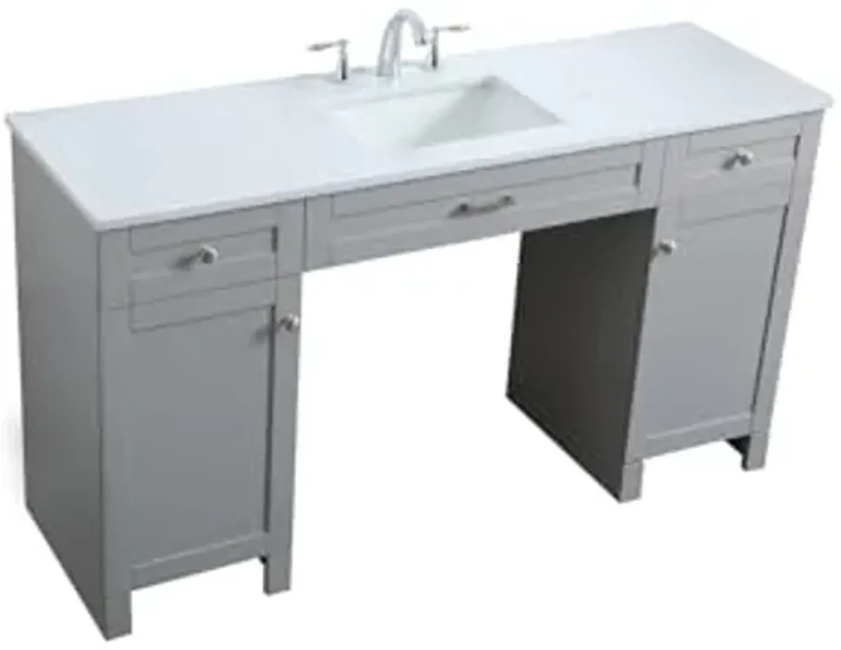 Elegant Lighting 60 Inch Ada Compliant Bathroom Vanity in Grey