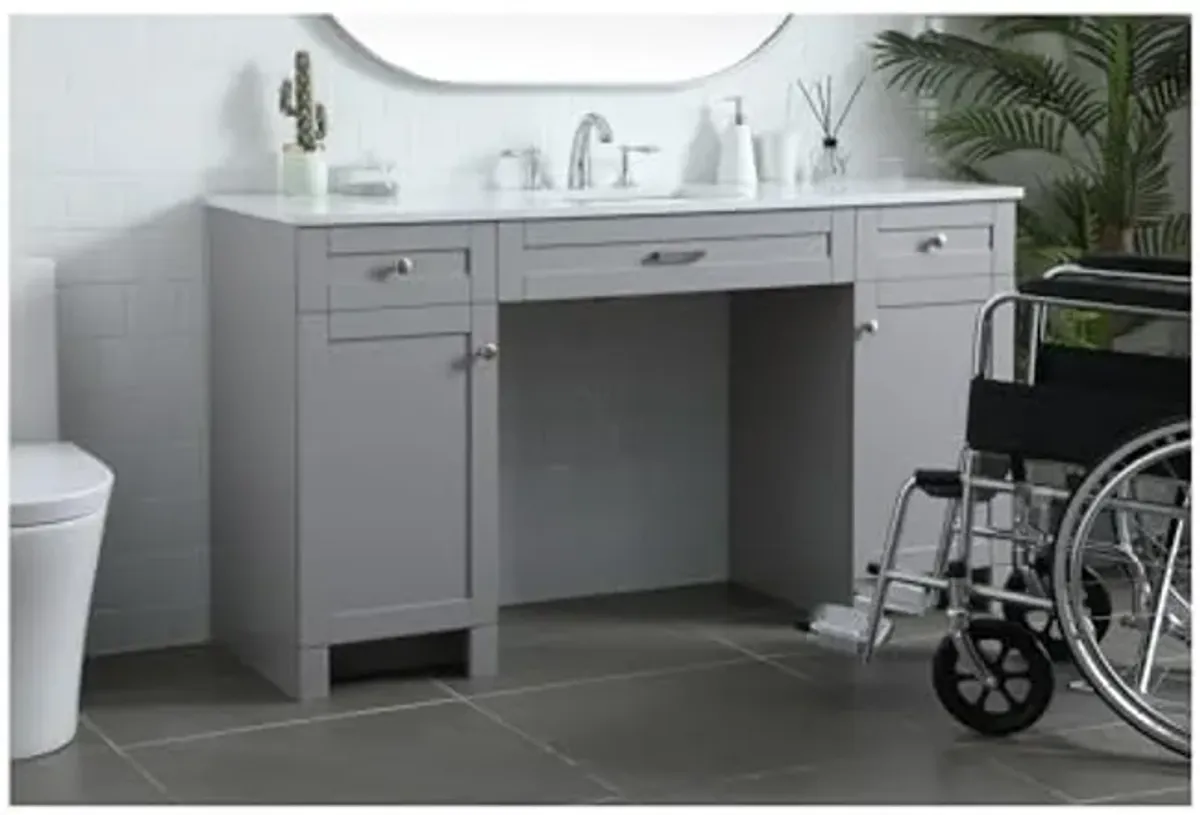 Elegant Lighting 60 Inch Ada Compliant Bathroom Vanity in Grey