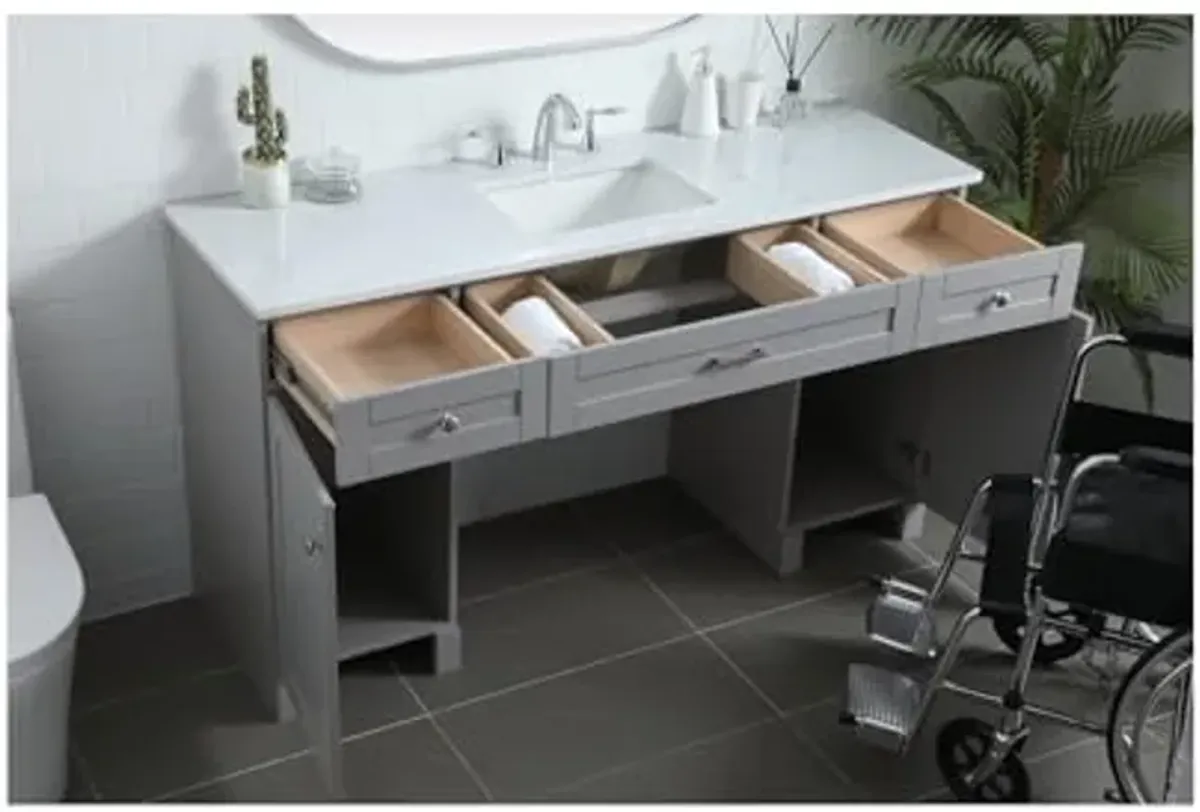 Elegant Lighting 60 Inch Ada Compliant Bathroom Vanity in Grey