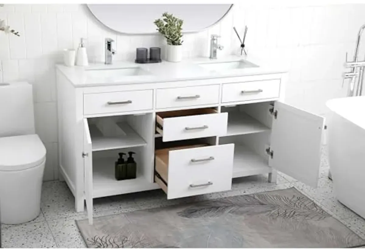 Elegant Lighting 60 Inch Double Bathroom Vanity in White