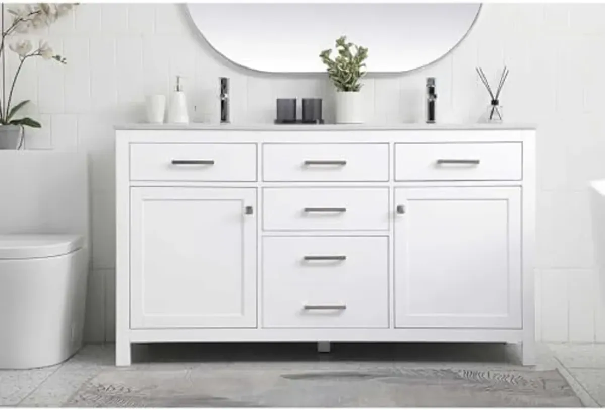 Elegant Lighting 60 Inch Double Bathroom Vanity in White