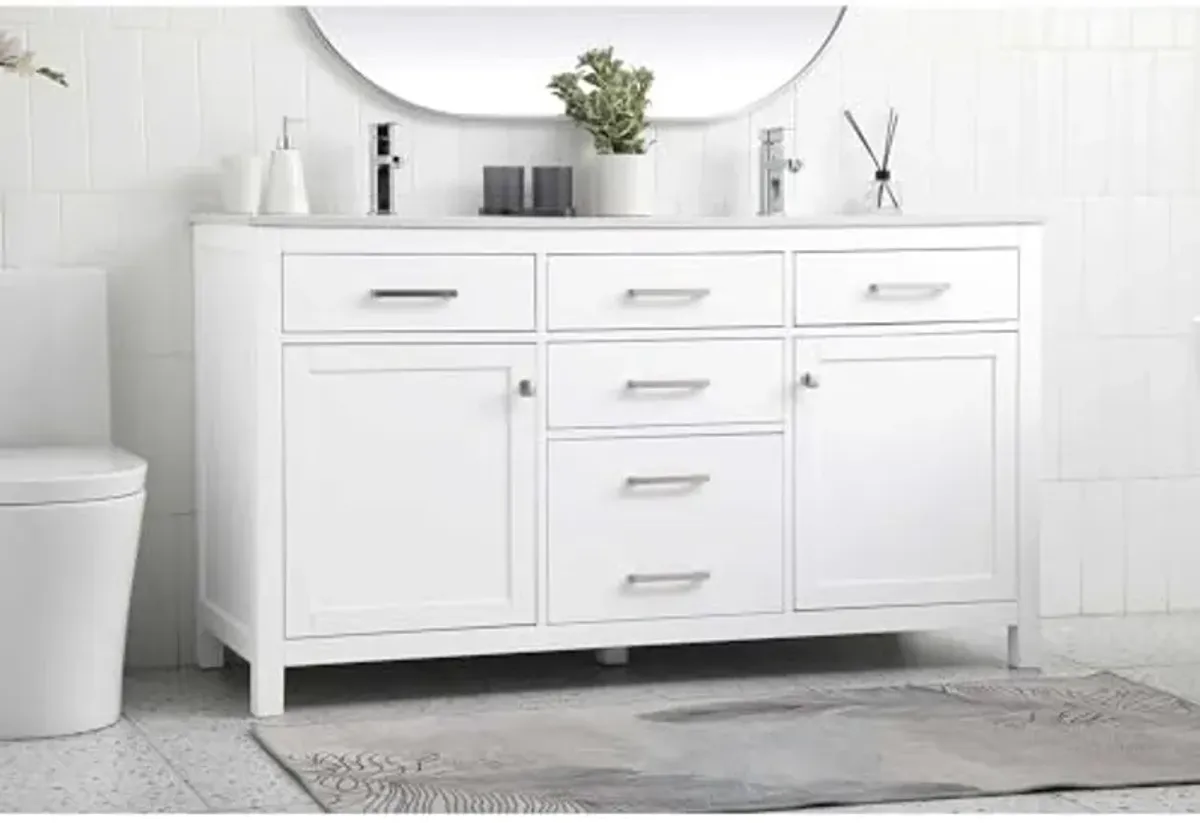 Elegant Lighting 60 Inch Double Bathroom Vanity in White