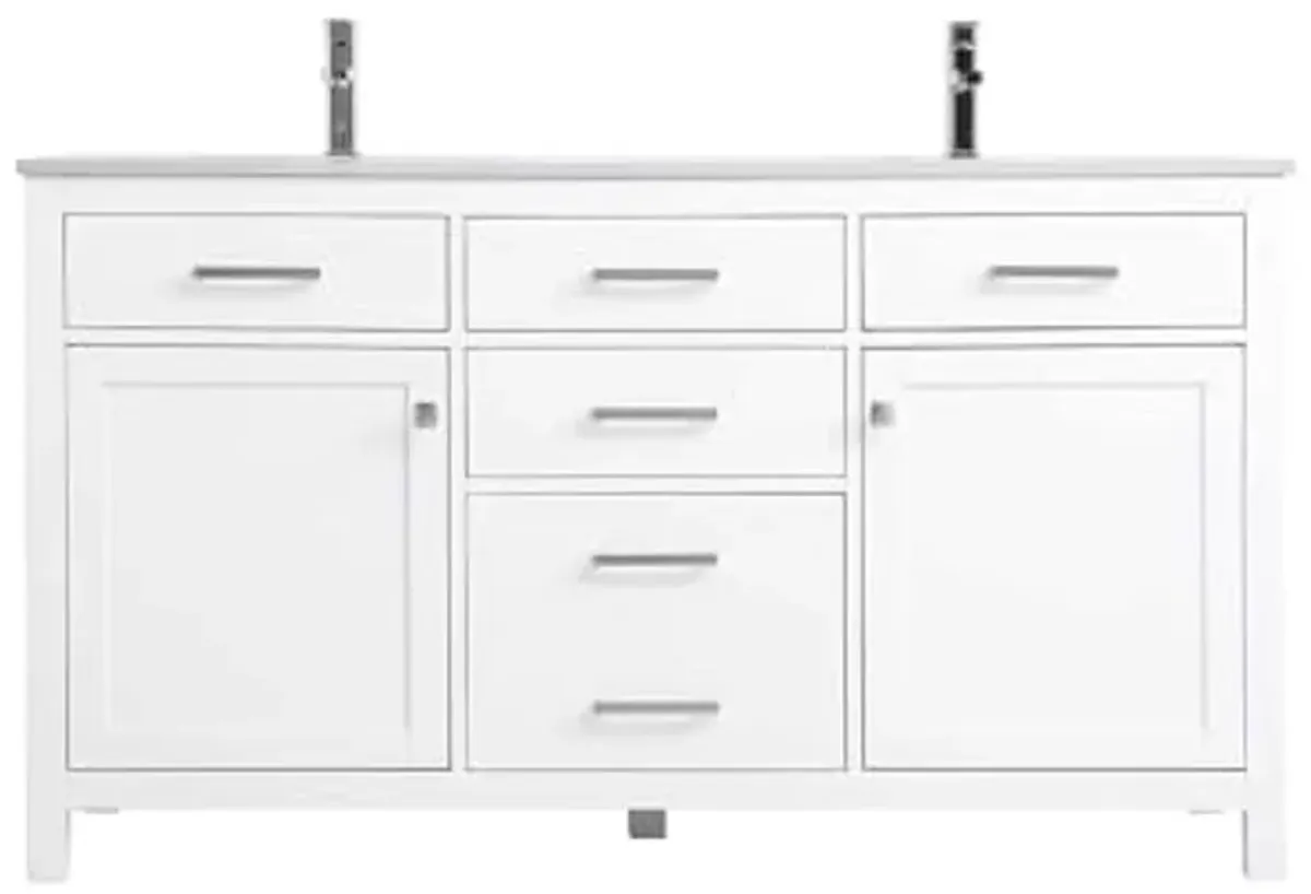 Elegant Lighting 60 Inch Double Bathroom Vanity in White