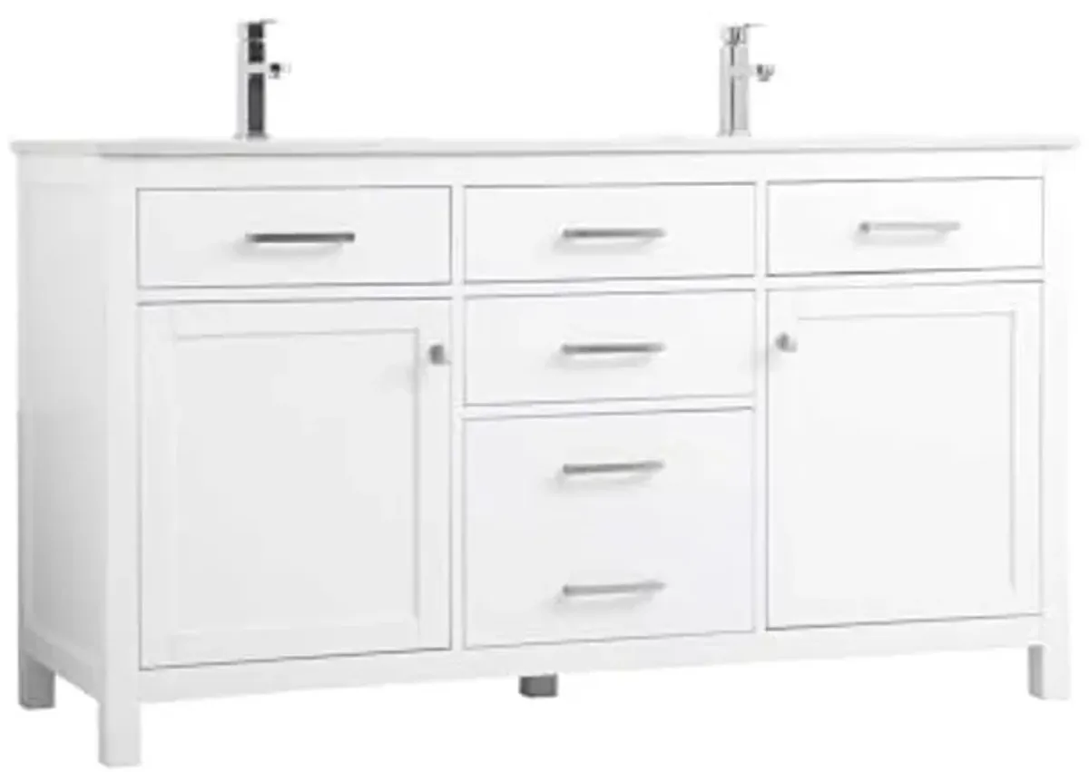 Elegant Lighting 60 Inch Double Bathroom Vanity in White