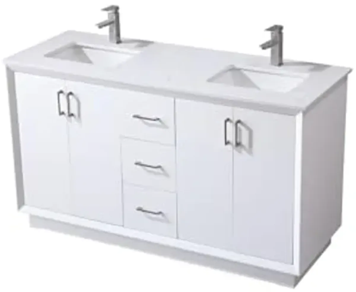 Elegant Lighting 60 Inch Double Bathroom Vanity in White