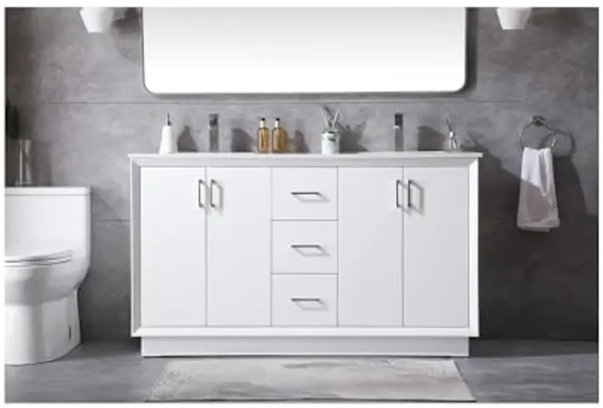 Elegant Lighting 60 Inch Double Bathroom Vanity in White