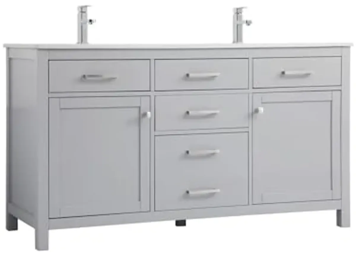 Elegant Lighting 60 Inch Double Bathroom Vanity in Grey