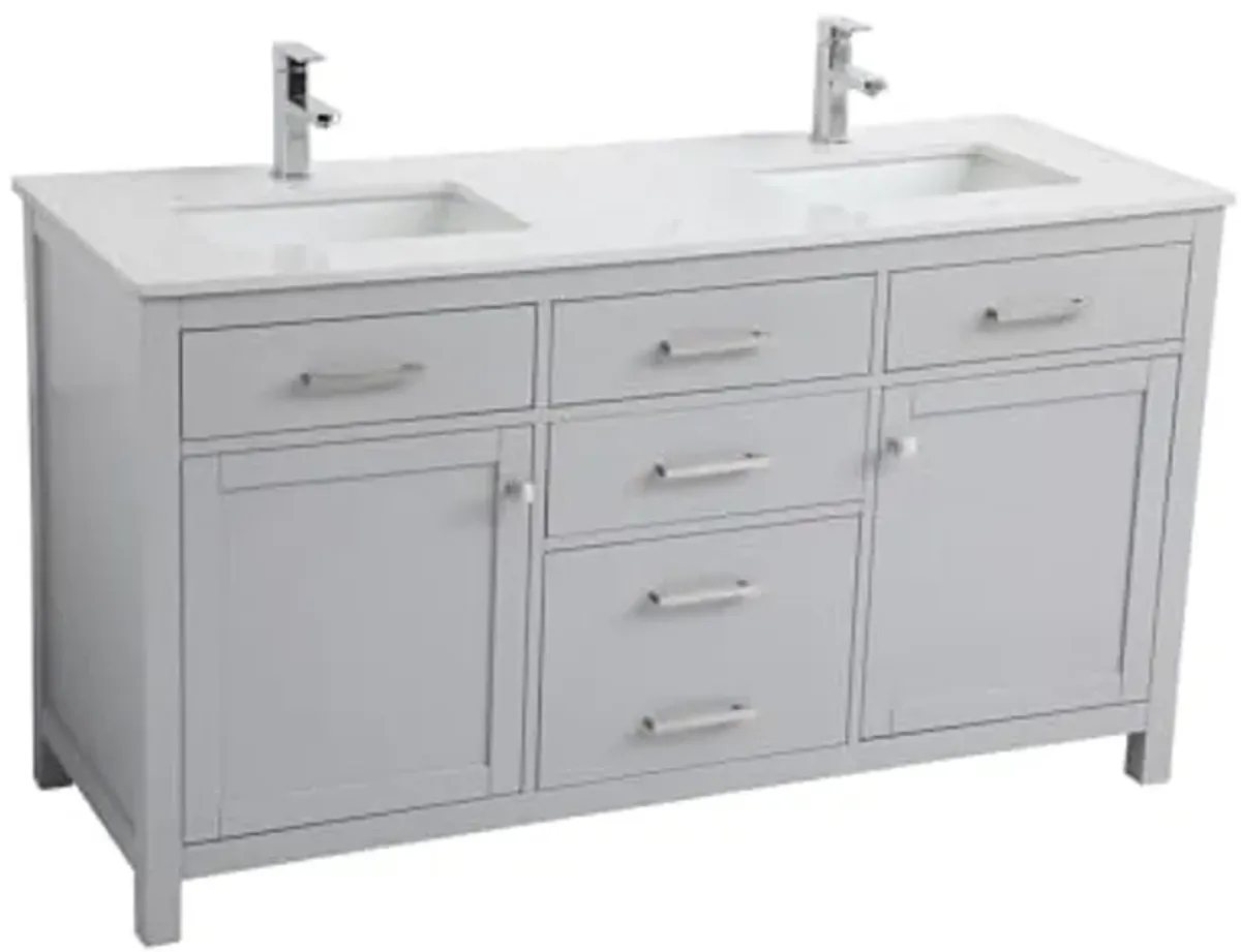 Elegant Lighting 60 Inch Double Bathroom Vanity in Grey