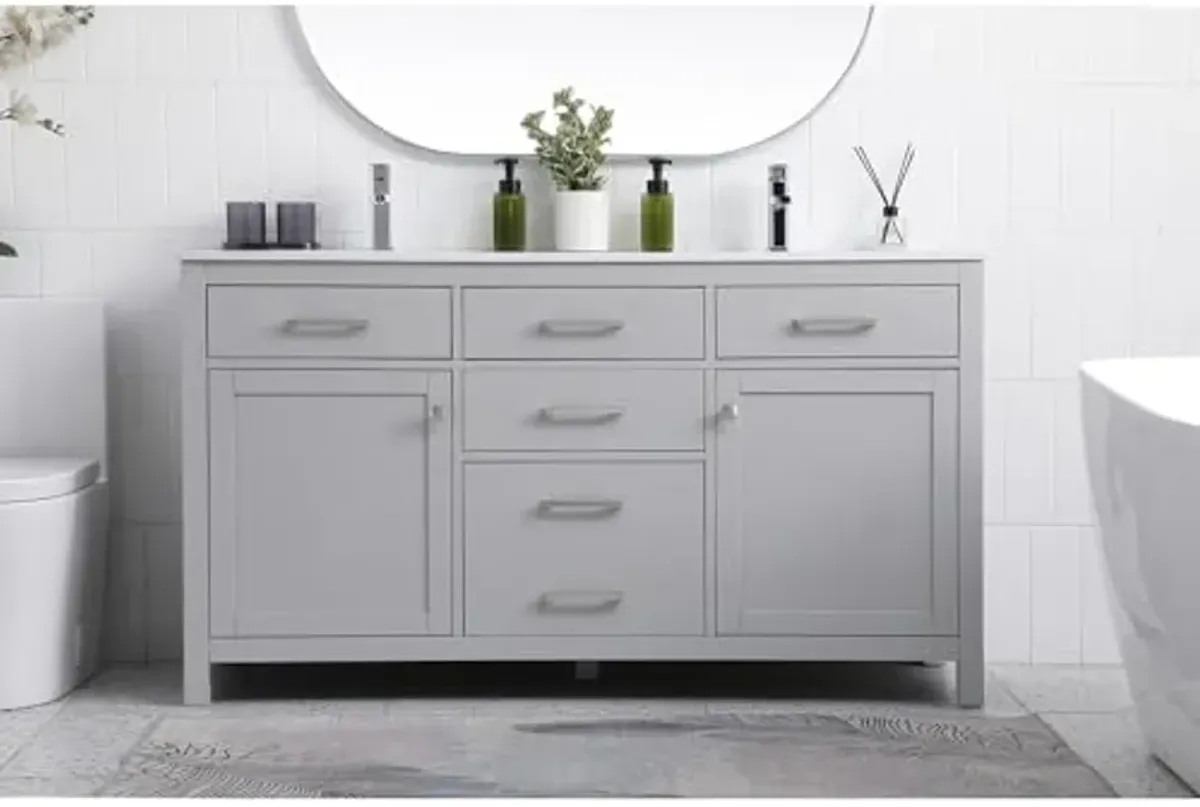 Elegant Lighting 60 Inch Double Bathroom Vanity in Grey