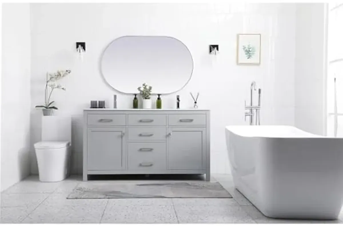 Elegant Lighting 60 Inch Double Bathroom Vanity in Grey