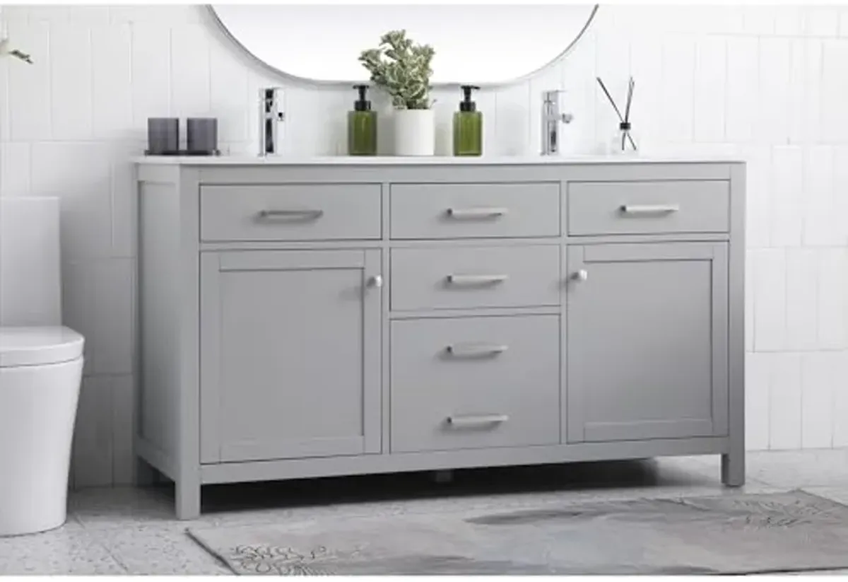 Elegant Lighting 60 Inch Double Bathroom Vanity in Grey