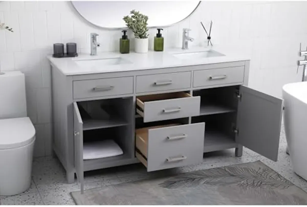 Elegant Lighting 60 Inch Double Bathroom Vanity in Grey