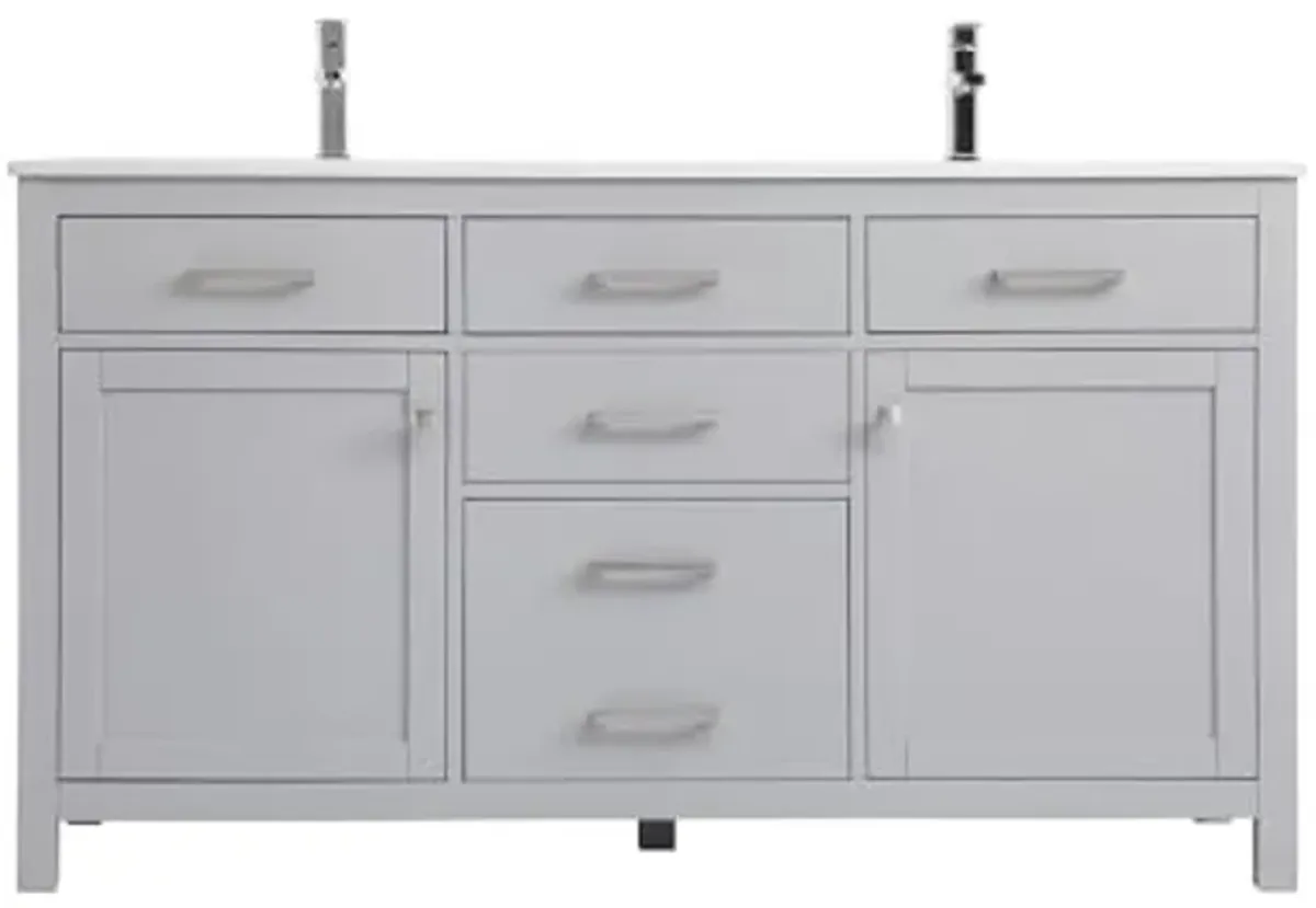 Elegant Lighting 60 Inch Double Bathroom Vanity in Grey