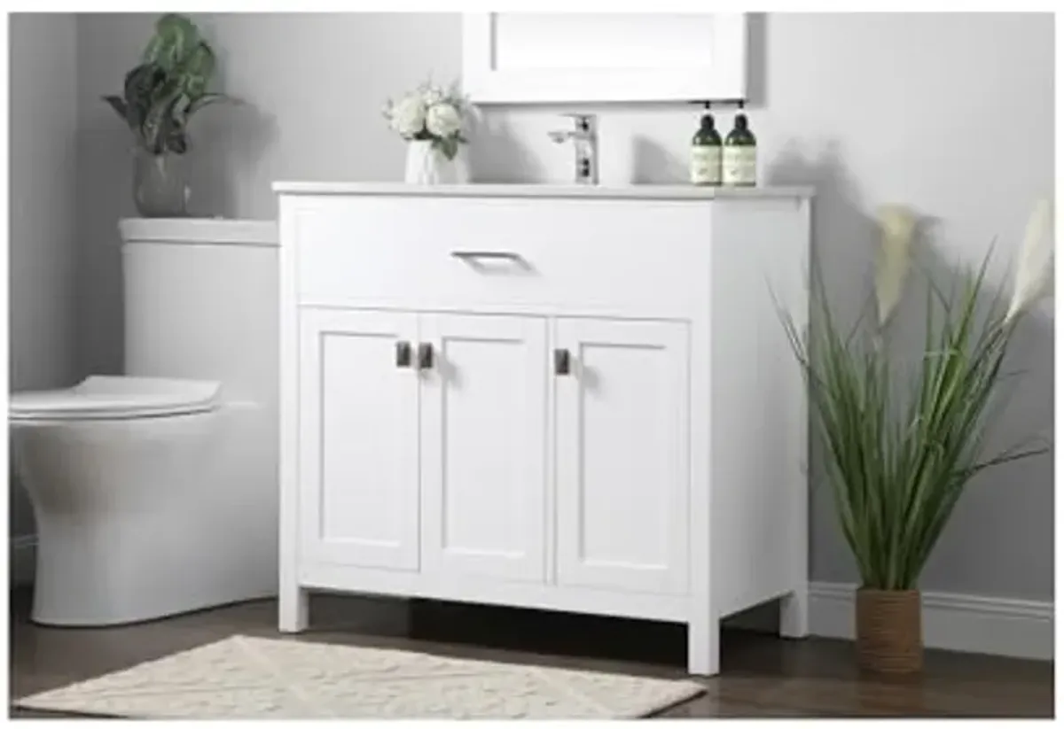 Elegant Lighting 36 Inch Single Bathroom Vanity in White