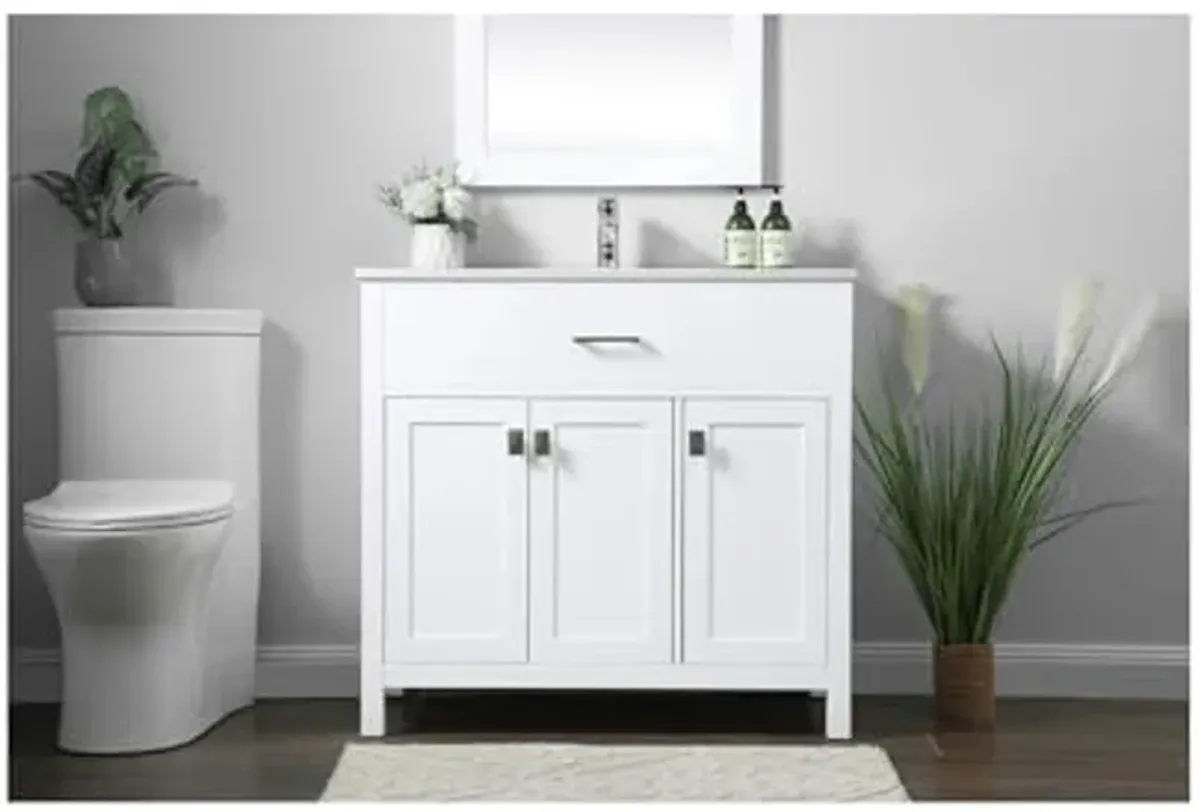 Elegant Lighting 36 Inch Single Bathroom Vanity in White