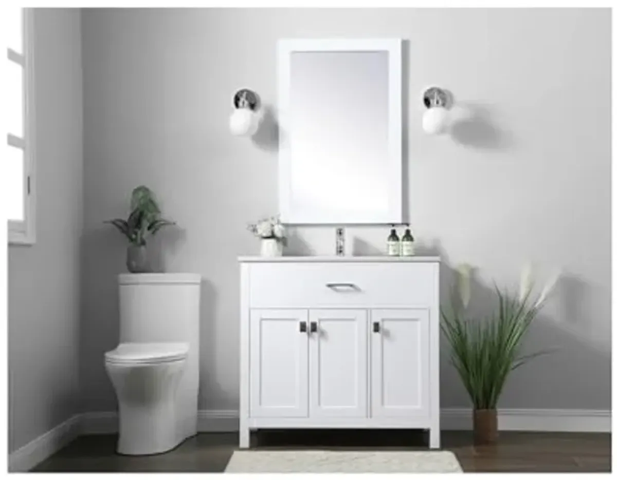 Elegant Lighting 36 Inch Single Bathroom Vanity in White