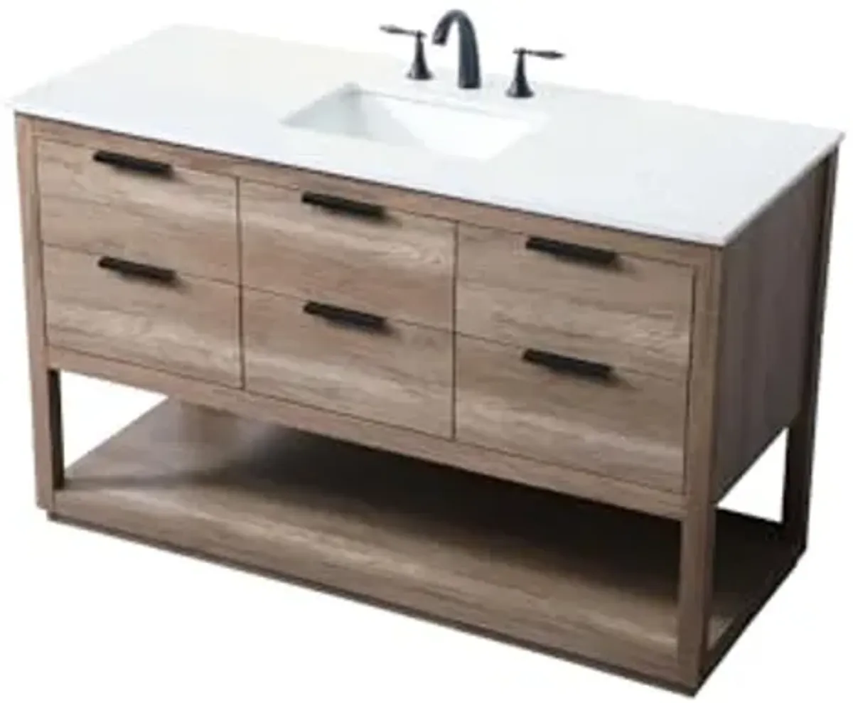 Elegant Lighting 54 Inch Single Bathroom Vanity in Natural Oak