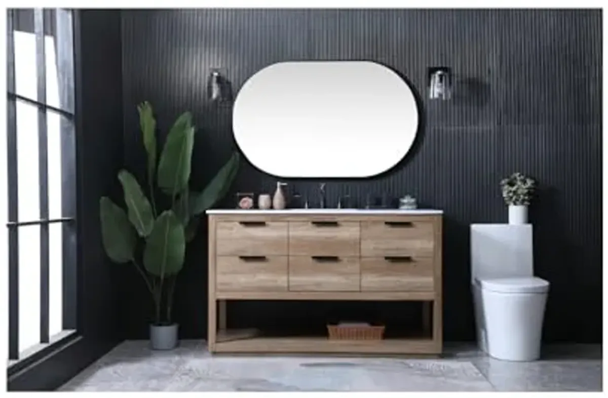 Elegant Lighting 54 Inch Single Bathroom Vanity in Natural Oak